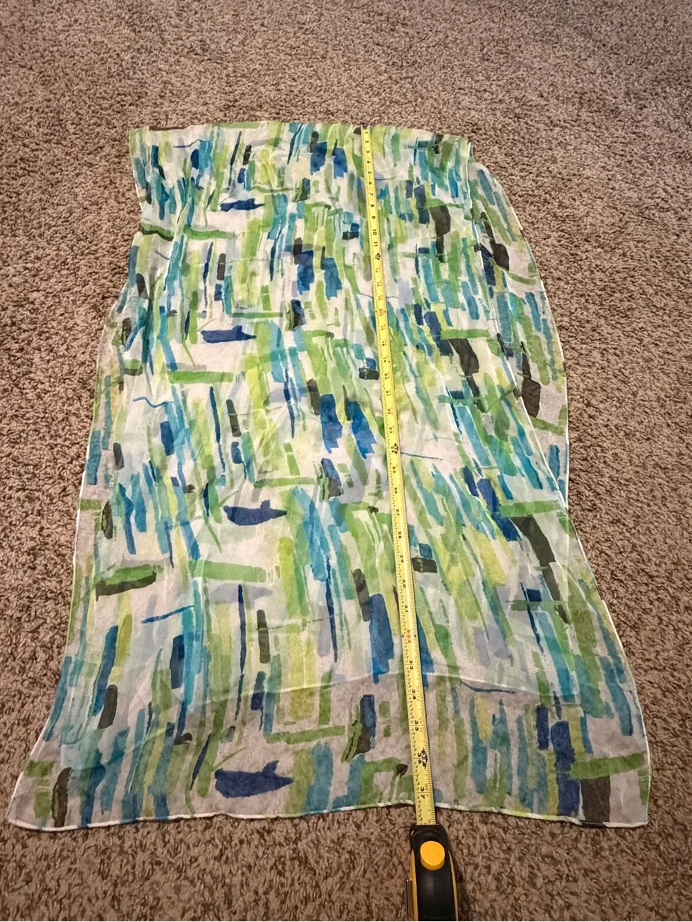 Set of Three Lightweight Patterned Scarves in Teal & Green